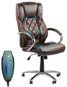 Scaun directorial maro cu masaj 6 puncte OFF 933 - Sustinere lombara, baza aluminiu, ajustabil