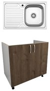 Set Masca Chiuveta Karo, Stejar Bronz/Alb, 80 x 50 x 80 cm, Chiuveta Inox, Cuva dreapta