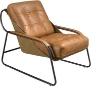 Fotoliu confortabil tapitat cu piele naturala Maro