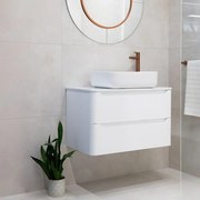 Dulap baza suspendat Rune Laguz 2 sertare 80 cm alb lucios