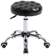 Taburet Reglabil HOMCOM cu Înălțime Ajustabilă, 5 Roti Pivotante, din Oțel și Piele Ecologică, Ф48x47-59cm, Negru | Aosom Romania