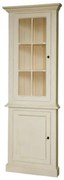 Vitrina de colt, alb, din lemn masiv, aspect rustic, Ficelle