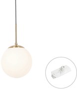 Lampă suspendată Art Deco aurie cu sticlă opal, incl. adaptor șină alb, monofazată - Iconic Flore