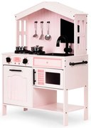 Bucatarie din lemn pentru copii cu cuptor, plita, microunde si accesorii