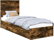 vidaXL Pat cu storage Stejar fumuriu 75 x 190 cm Lemn compozit