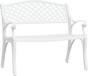 vidaXL Bancă de grădină, alb, 102 cm, aluminiu turnat