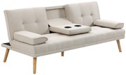 HOMCOM Canapea extensibila extensibila cu 3 locuri in stil scandinav, cu 2 cotiere detasabile si tapiterie, bej | Aosom Romania