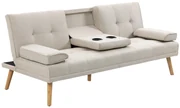 HOMCOM Canapea extensibila extensibila cu 3 locuri in stil scandinav, cu 2 cotiere detasabile si tapiterie, bej | Aosom Romania