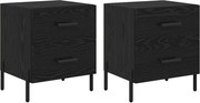 vidaXL Dulap de noapte cu sertar 2 pcs Stejar Negru 40 x 35 x 47,5 cm