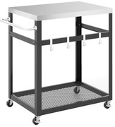 Cărucior pentru grătar din inox, pe 2 niveluri