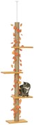 PawHut Arbre à chat cu înălțime reglabilă 202-242 cm cu frunze decorative, zgârier și platforme din plus portocaliu | Aosom Romania
