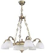 Candelabru cu 6 brate clasic design italian din alama, sticla 5650 RA-L. 5650/6+2