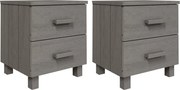 vidaXL Noptiere HAMAR, 2 buc, gri deschis, 40x35x44,5 cm, lemn masiv
