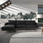 Coltar LUX 5 locuri design italian cu sezlong stanga Cowhide black