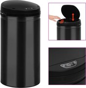 vidaXL Coș de gunoi automat cu senzor, 50 L, negru, oțel carbon
