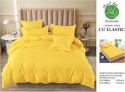 Lenjerie pat dublu, cu elastic, 6 piese - Uni Galben