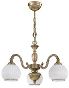 Candelabru cu 3 brate clasic design italian din alama, sticla 9200 RA-L. 9200/3