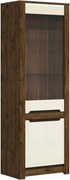 Vitrina RUSO, stejar april/alb perla, PAL/sticla securizata, 69x46x205