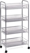 Organizator universal, suport cu roți, plasă de oțel, depozitare pe 4 niveluri, ZELLER