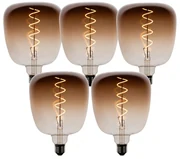 Set de 5 becuri LED E27 dimabile G140 maro 4,9W 110 lm 1800K