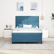 vidaXL Pat cu arcuri cu saltea Albastru închis 140 x 190 cm Catifea
