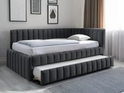 Pat tapițat COMFINO VELVET cu pat suplimentar 120x200 cm gri inchis