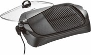 Gratar electric cu capac Oliver Voltz OV51015BM, 2000 W, Zona striata si neteda, Acoperire marmura, Negru