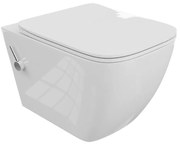 Set vas WC suspendat Rune Eydis cu functie de bideu Rimless alb si capac slim softclose