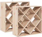 vidaXL Raft pentru vin 2 pcs natural 62 x 25 x 62 cm Lemn de pin masiv