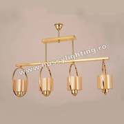 Lustra Cannes cu 4 Brate Masa Dining, Neo Clasic, French Gold, Dublu Abajur - Bussy Lighting 3010-78-14