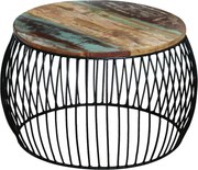 vidaXL Măsuță de cafea, 68x37 cm, lemn masiv reciclat, rotund