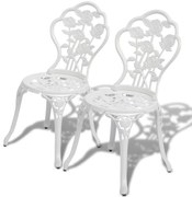 vidaXL Scaune bistro, 2 buc., alb, aluminiu turnat