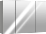 kleankin Dulap de baie suspendat cu 3 uși oglindă și polițe reglabile din MDF Gri dim. 90L x 15l x 60H cm | Aosom Romania