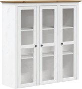 vidaXL Dulap cu uși din sticlă „BODO”, alb & maro, lemn masiv de pin