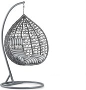 Scaun suspendat gri KOKON cu suport, perna alb-gri