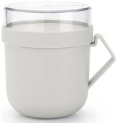Ceasca pentru supa cu capac Brabantia Make&Take 1006295, 600+180 ml, Capac cu infiletare, Fara BPA, Gri