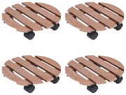 vidaXL Cărucioare pentru plante, 4 buc., maro, Ø30x7,5 cm, WPC