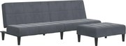 vidaXL Canapea extensibilă cu taburet, 2 locuri, gri închis, catifea