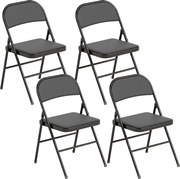 HOMCOM Set de 2 Scaune Pliabile Metalice, Tapițate cu Piele Ecologică PU, pentru Interior, cu Șezut Confortabil și Spătar Deschis | Aosom Romania