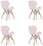 Set 4 Scaune Bucatarie/Dining Kross Catifea Roz