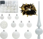 vidaXL Set de Globuri de Crăciun cu 150 LED 61 pcs Alb Plastic
