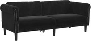 vidaXL Canapea cu 3 locuri, Negru, catifea