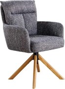 Set de 2 scaune pivotante picioare din lemn Big George gri texturat