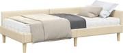 vidaXL Cadru de pat colțar cu saltea cu saltea 2 pcs Crem țesătură
