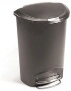 Coș cu pedale semi-rotund 50 l, plastic gri, gri