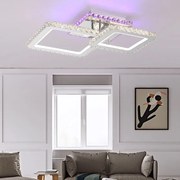 Lustra LED Cu Telecomanda, Elit's Cristal, 2 Patrate, Alb, 70W, RGB