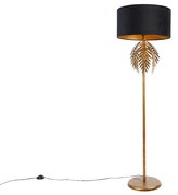 Lampă de podea aurie 145 cm cu abajur negru din catifea 50 cm - Botanica