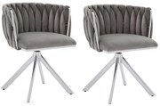 Set de 2 scaune pivotante din catifea, Gri | Aosom Romania