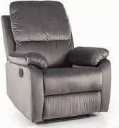 Fotoliu recliner SPENCER 1, gri/negru, stofa catifelata/metal, 80x94/1