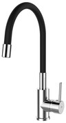 Baterie bucatarie cu pipa flexibila Rubineta Twister finisaj crom lucios-negru mat